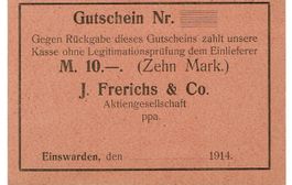 Einswarden 10 Mark Blanko 1914 VZ++-UNZ
