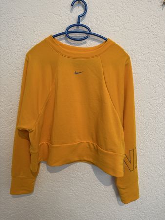 Nike Sweater Pullover oversized gelb orange Glitzer Gr. S