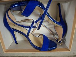 Elegante Menbur Sandaletten in Royalblau Metallic  Gr. 39 