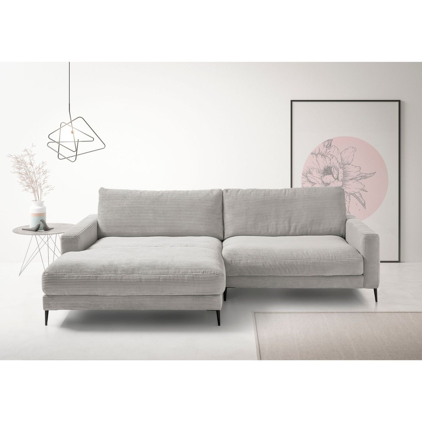 Sofas: Ecksofa  Uptown in Cord Grey links – Neu und originalverpackt aus Bischofszell von deluxe-moebel