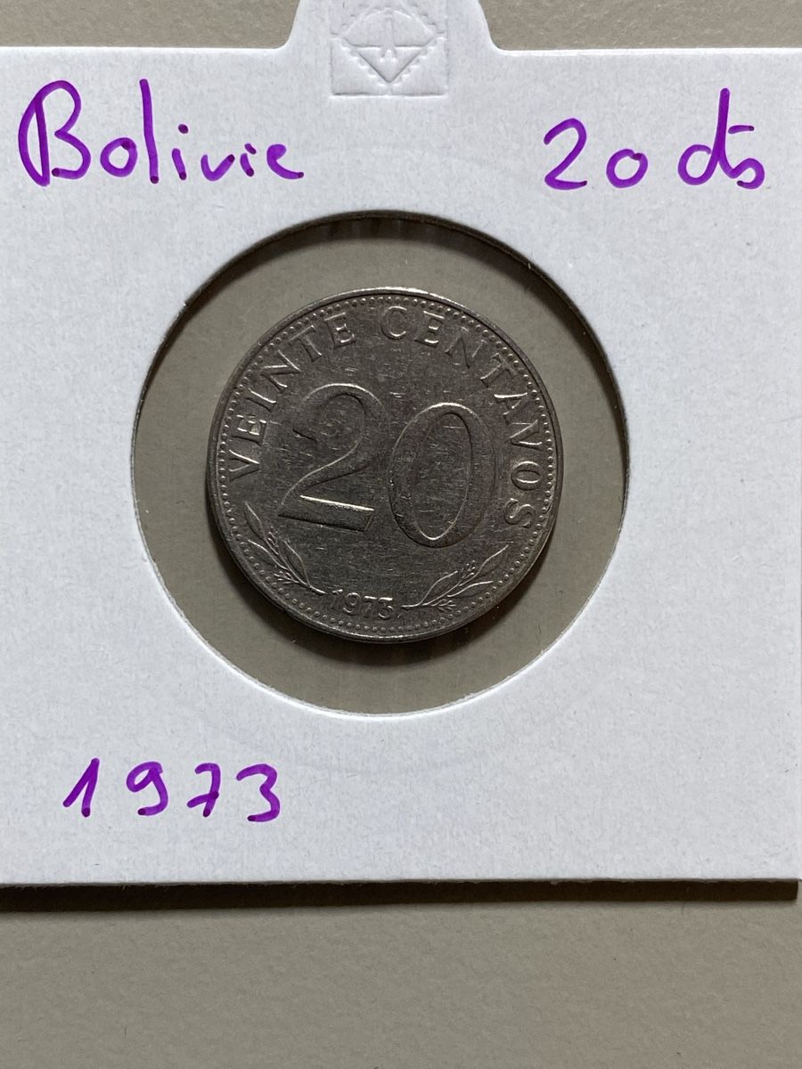 Tutti le monete: Bolivie - 20 centimes - 1973 – Usato da Payerne venduto da Mike1682