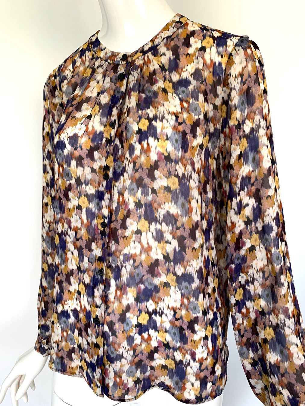 Camicette: SET Bluse Viskose langarm, gemustert braun blau - EU 36 – Usato da Bottmingen venduto da Merkur_Basel 1