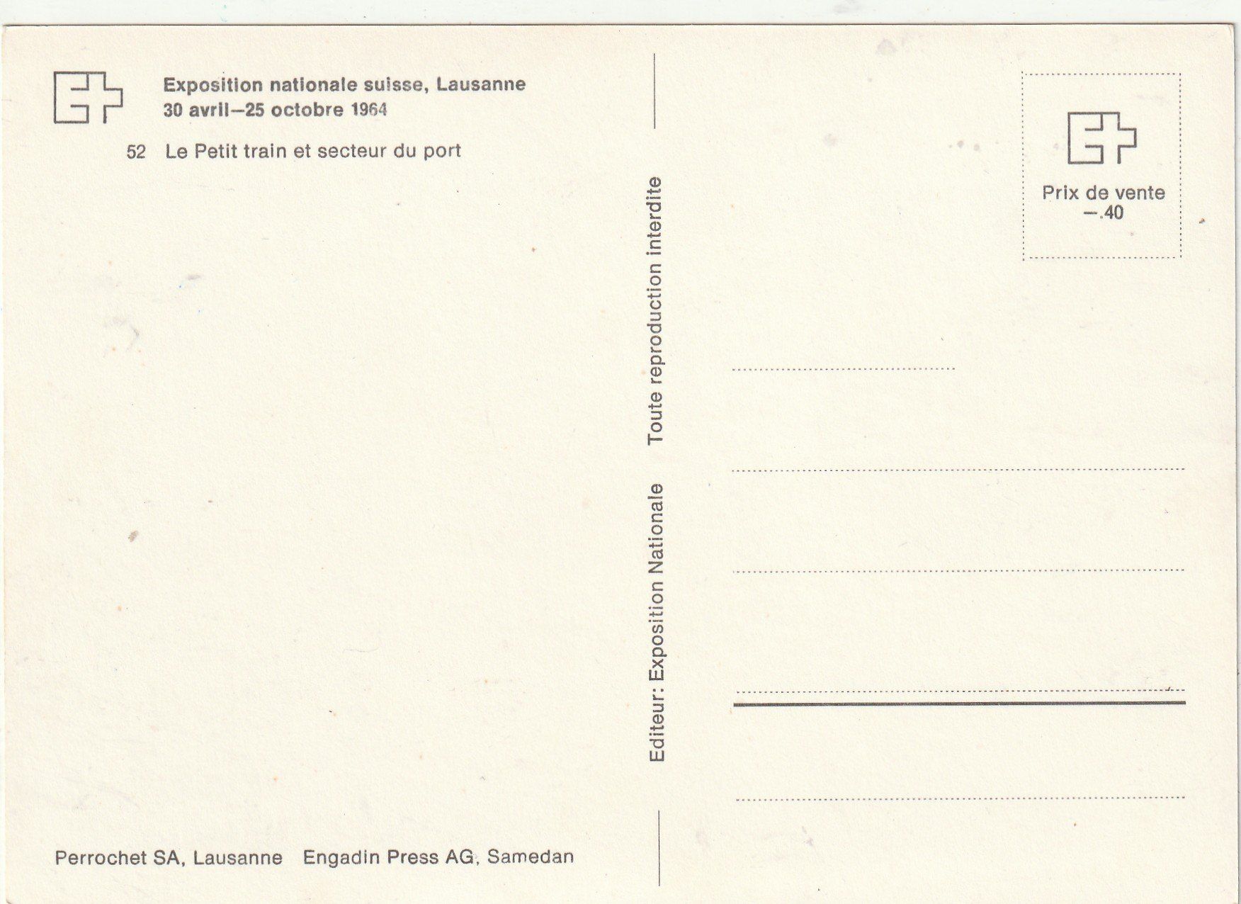 Cartoline postali: EXPO Lausanne 1964 – Usato da Lumbrein venduto da made02 1