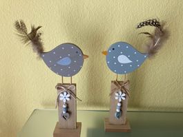 2 süsse Holzvögel Frühlingsdeko