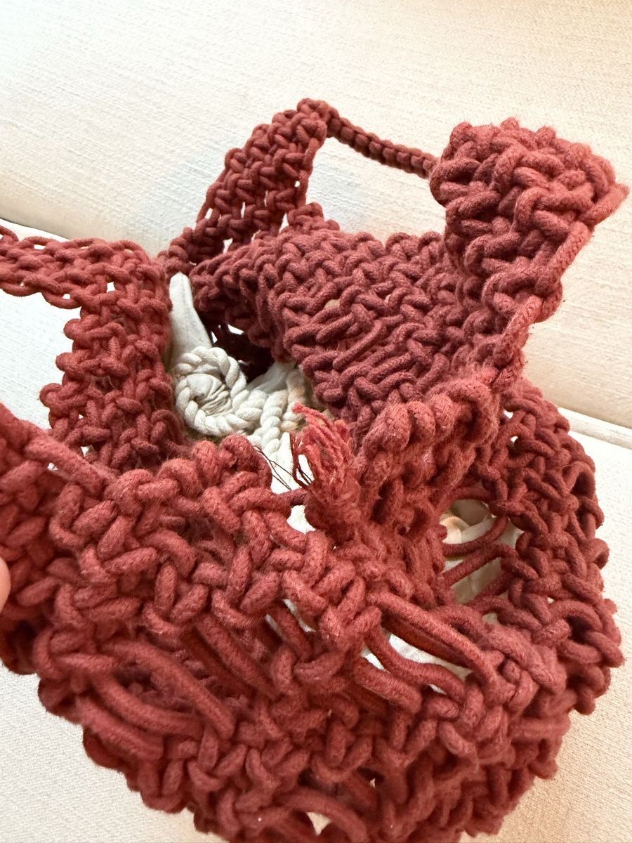 Mango Borse da donna: Mango Makramee-Beuteltasche in Weinrot – Usato da Muri AG venduto da enwtx 3