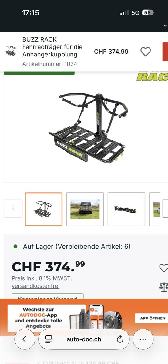 Tutti pezzi di ricambio auto: Buzzrack AHK gepäckträger 75kg  – Usato da Spiringen venduto da marcelh87 3