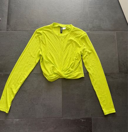 Langarmshirt  neon gelb gerippt Grösse M