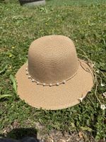 Sommerhut Damen Perlenband beige neuwertig