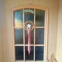 Türschmuck Willkommen Kranz mit Blumen & Schmetterlingen