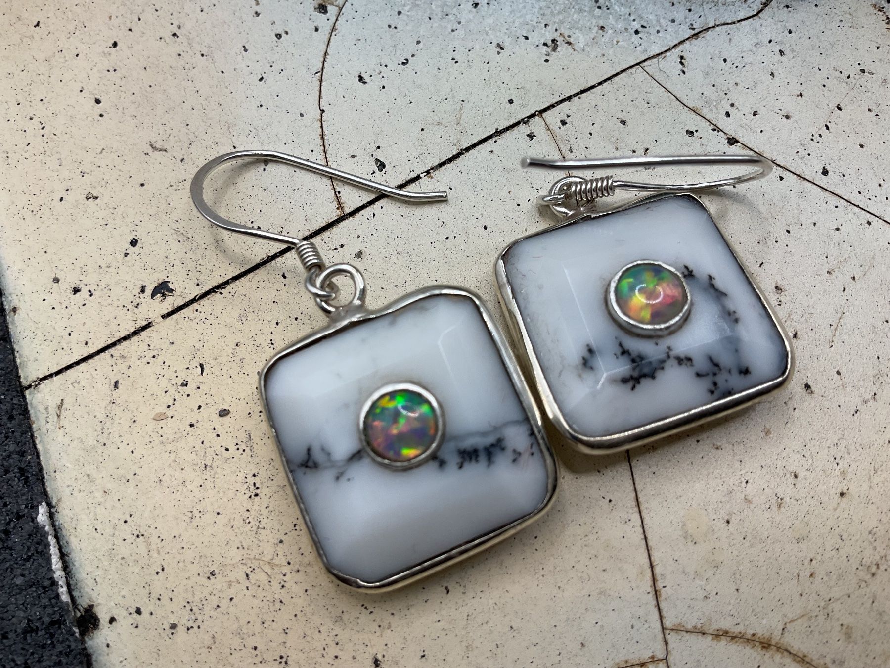 Orecchini pendenti & Orecchini a lobo: Ohrhänger Opal in Dendritenopal, Sterlingsilber – Nuovo (secondo la descrizione) da Luzern venduto da S.Kern01