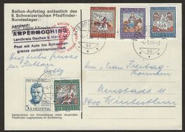 1966 Ballonpost Schweiz - DE / AMPERMOCHING seltener Stempel