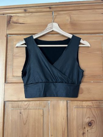 Schwarzes Kunstleder Top, Grösse S
