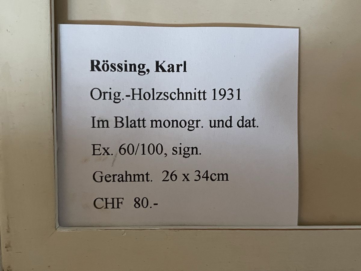 Poster & Bilder: 2 Bilder von Karl Rössing 1929 & 1931 – Gebraucht aus Rümlang von euqinom16 2