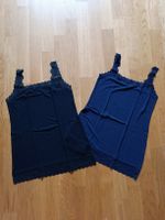 Set Unterhemden Spitze blau schwarz, Grösse S