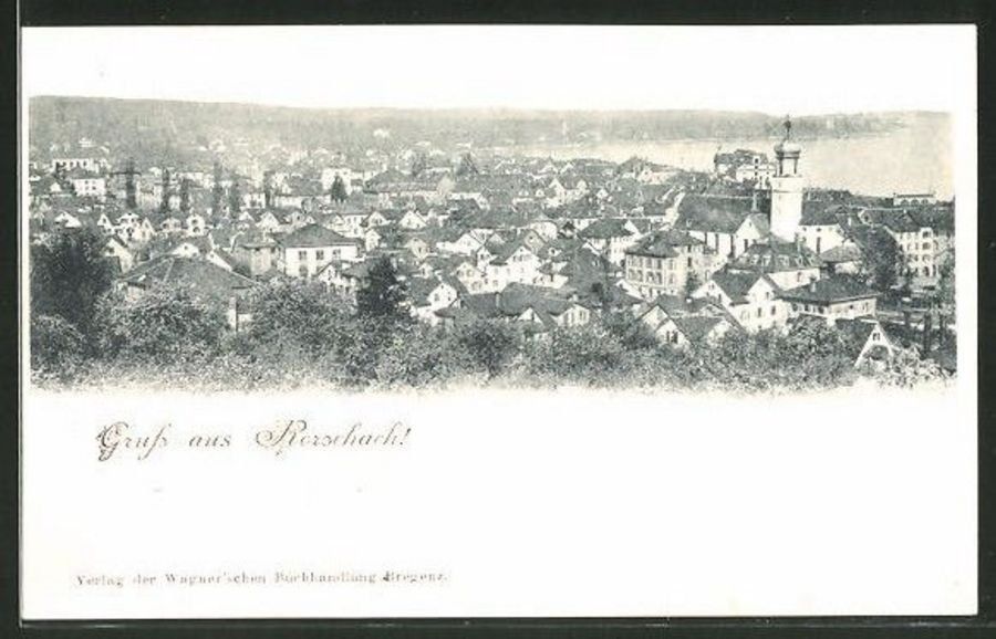 Cartoline postali: Gruss aus Rorschach! um 1900 – Usato da Frauenfeld venduto da POML