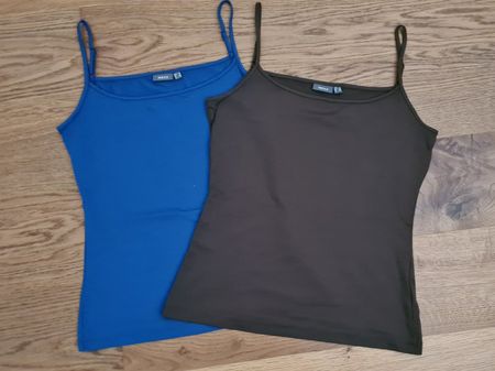 2 Mexx Spaghettitops blau & braun in XL
