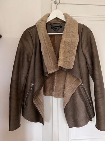 Muubaa Sheepskin Jacket Elephant Grey Size UK 10 EU 38