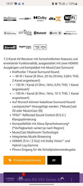 Yamaha Rx V Kanal Av Receiver Kaufen Auf Ricardo