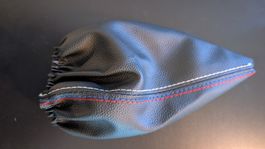 Schaltmanschette Kunstleder schwarz mit farbigen Nähten Neu