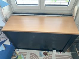 Kommode / Aktenschrank mit Rolladen und Holzplatte 120cm