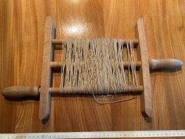 Antik Seilhaspel Holz mit Schnur Seil Aufrollen Rolle