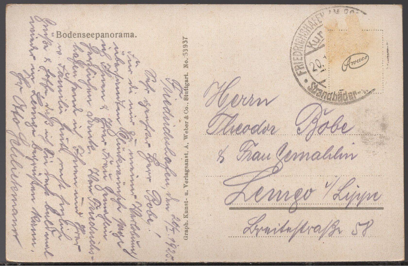 Cartoline postali: Bodensee  Panorama  1925 – Usato da Aarau venduto da kufi44 1