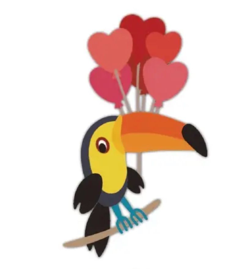 Sciablone: lustiger Vogel mit Herzballons - Stanzschablonen – Nuovo e nell'imballaggio originale da Frenkendorf venduto da jazzplatten 2