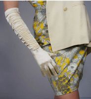 NEUE lange Handschuhe gerafft Ivory - 221838