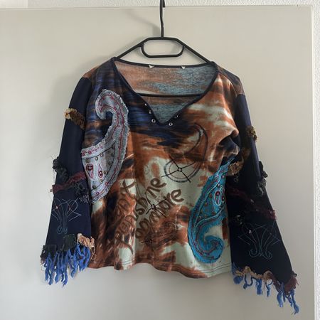 VINTAGE BOHO ARTISTIC LONG SLEEVE TOP M L