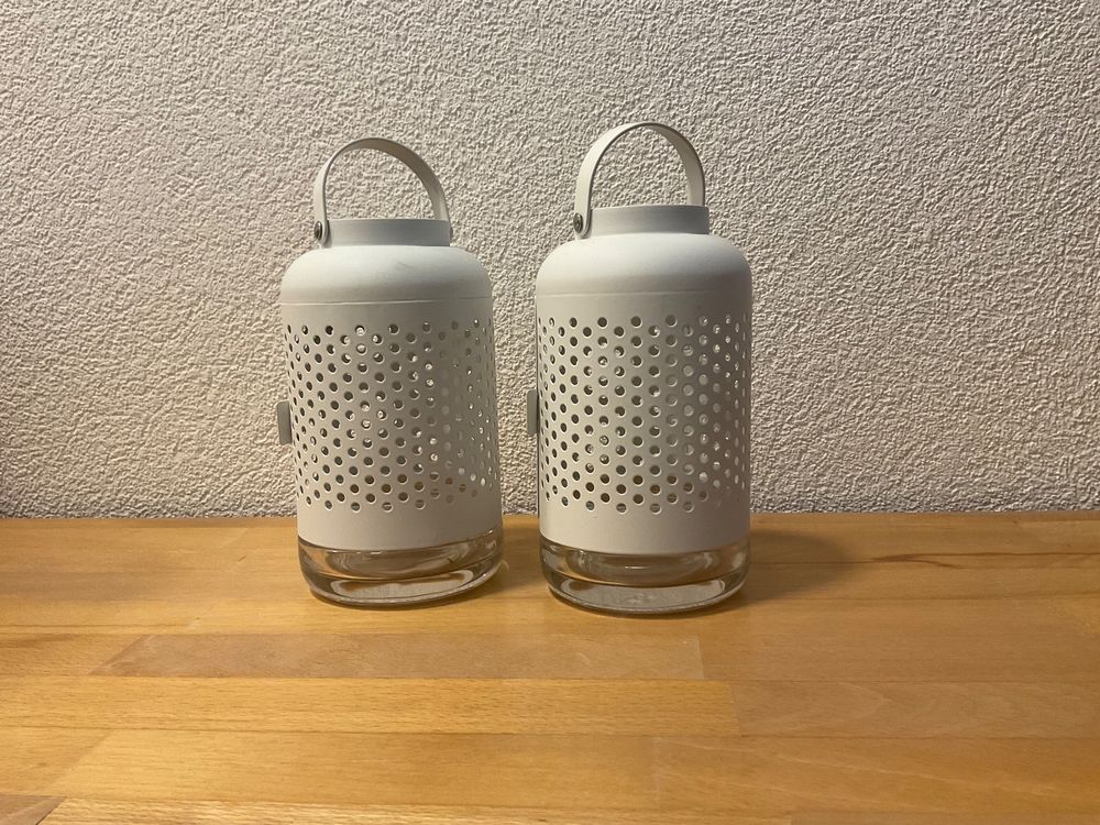 IKEA - Dekolaternen weiss, unten Glas (2 Stück) 2