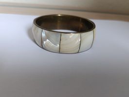 Bracelet vintage en nacre véritable et laiton doré ✨