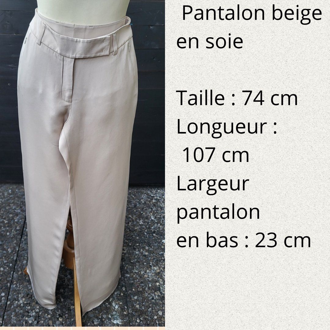 Pantaloni: Pantalon beige en soie – Nuovo (secondo la descrizione) da Fribourg venduto da VictoriaShop7 7