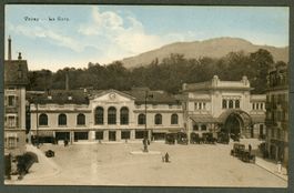 AK color Vevey VD La Gare, belebt mit Kutschen ≈ 1900 