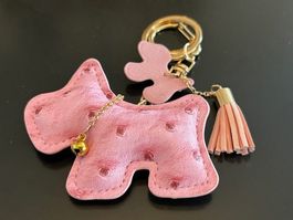 Herziger Schlüssel-/ Taschenanhänger - rosa Hund, neu