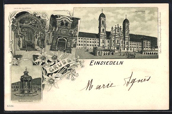 Cartoline postali: Litho Einsiedeln, Kloster, Chor, Gnadenk – Usato da Berlin venduto da bartko-reher