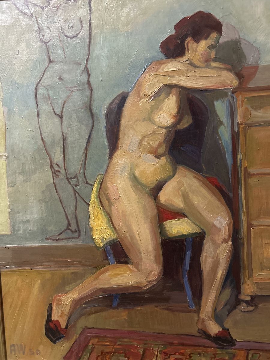 Dipinti: Original Ölgemälde "Aktstudie" von Adolf Weibel, 1950 – Usato da Glarus venduto da KunstWerkEr-LS87 2