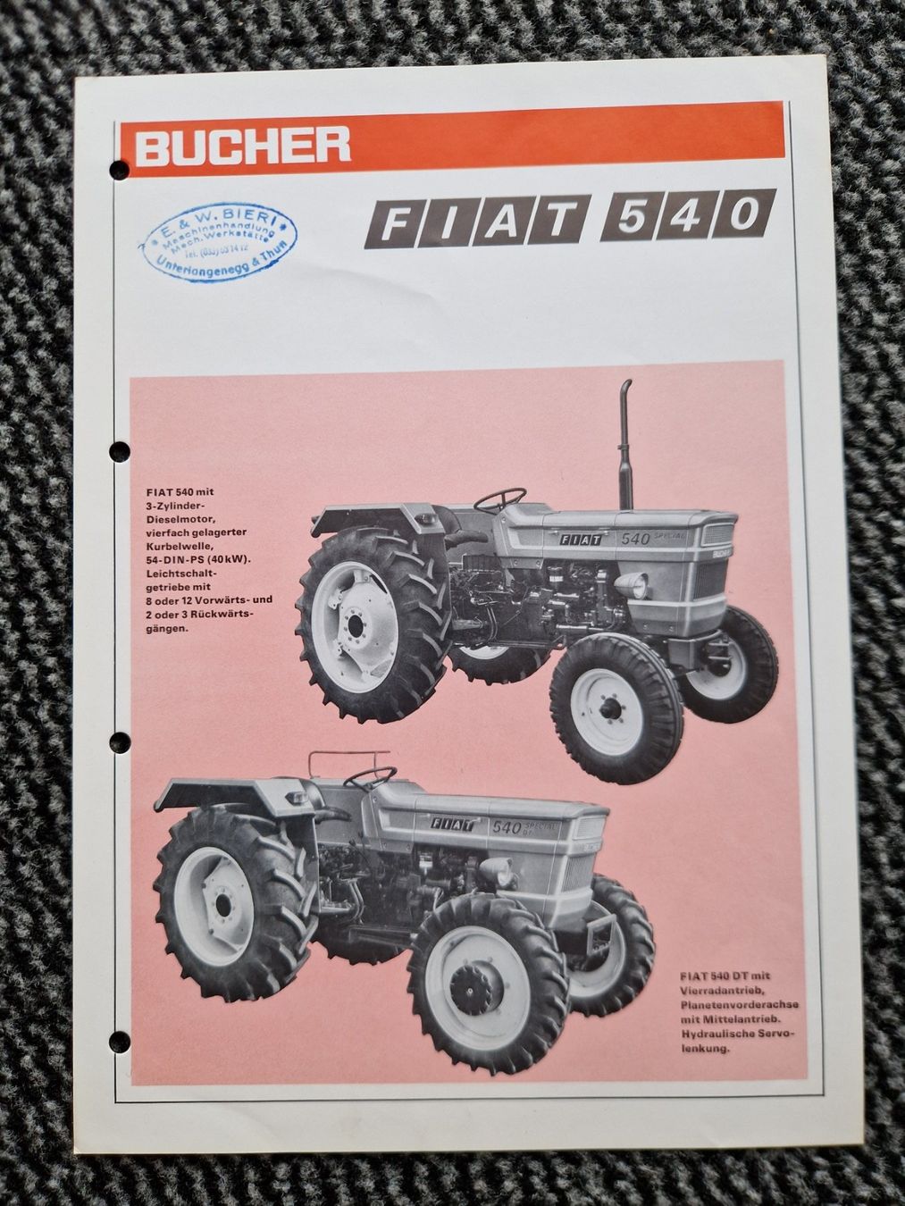Traktoren: Original Prospekt Traktor Fiat 540 + 540 DT – Gebraucht aus Dürnten von Bachtel84