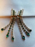 Vintage TOP grüne Strass Ohrclips 50er Jahre NEU