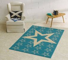 Designer Velours Teppich-STERNE-hellblau