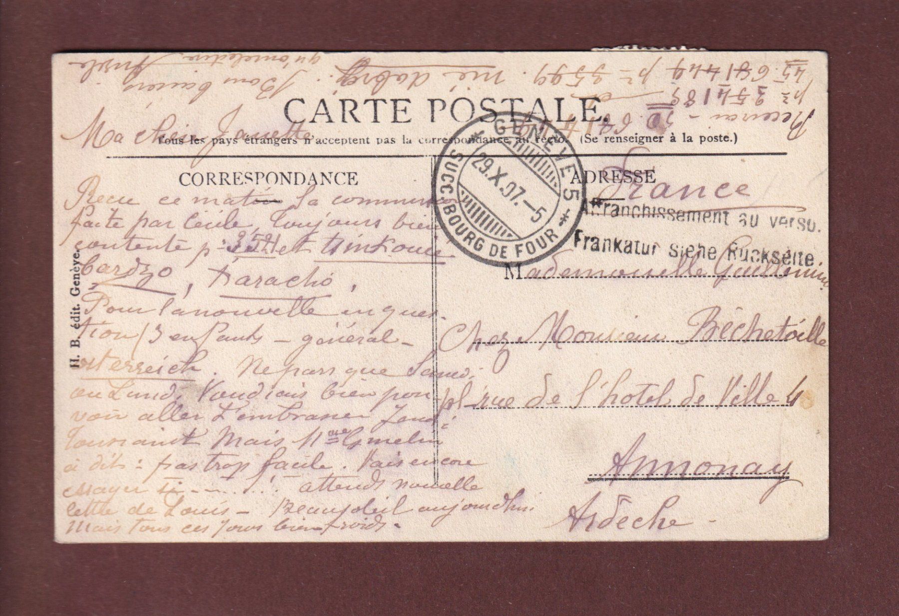 Cartoline postali: GENEVE - Eglise anglaise - 1907 – Usato da Pully venduto da nicecards 1