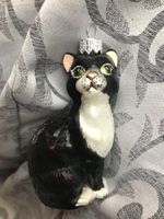 Sitzende Katze schwarz Christbaumschmuck