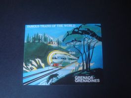 Lot A ZUG Grenada Grenadines Famous Trains of  world Block
