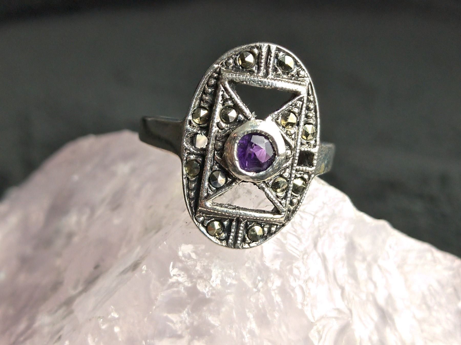 Ringe: Ring Silber 925 mit lilafarbenem Stein – Gebraucht aus Istighofen von Ringparadies