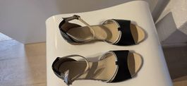 Navyboot Sandalen, schwarz-silber