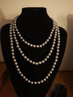 Collier perles grises 3 rangs bijou fantaisie