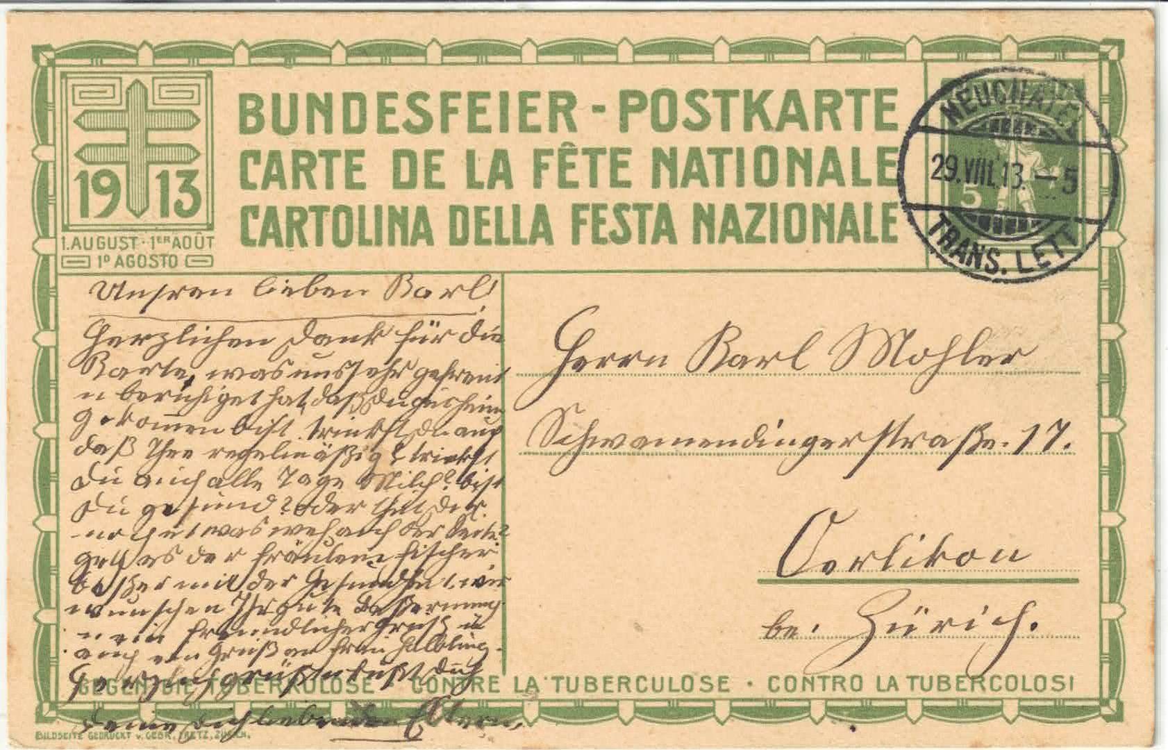 Alle Briefmarken: Bundesfeier 1913 - Das Rütli – Gebraucht aus Ettingen von Kartenplanet 1