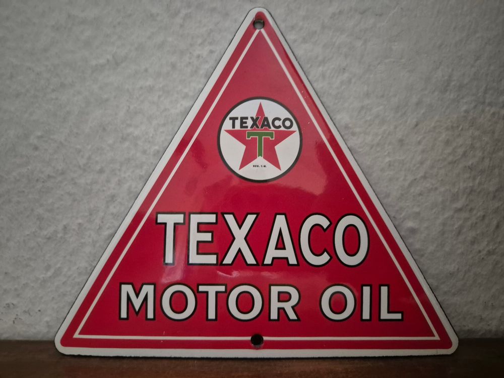 Emailschild Texaco Motor Oil Tanksäule Garage Emaille Schild (Neu ...
