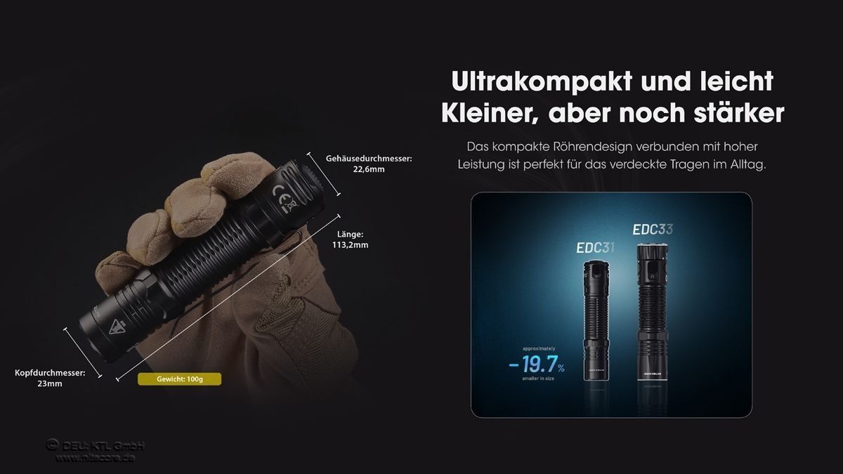 NiteCore Lampade: Nitecore EDC31 - 3500 Lumen -kompakte, extrastarke EDC-Lampe – Nuovo e nell'imballaggio originale da Grüningen venduto da Prolumin 4
