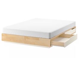 IKEA Mandal Bed Frame with 4 Storage Drawers (Birch/White)