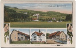 SCHILTWALD AG 1910 Handlung+Schulhaus+Restaurant